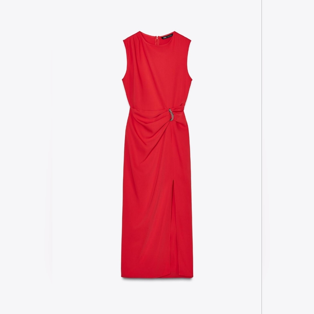 MIDI RED DRESS WITH HARDWARE SIZE M - Picture 8 of 10